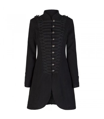 Women Military Style Coat Black Wool Victorian Braided Effect (2025)